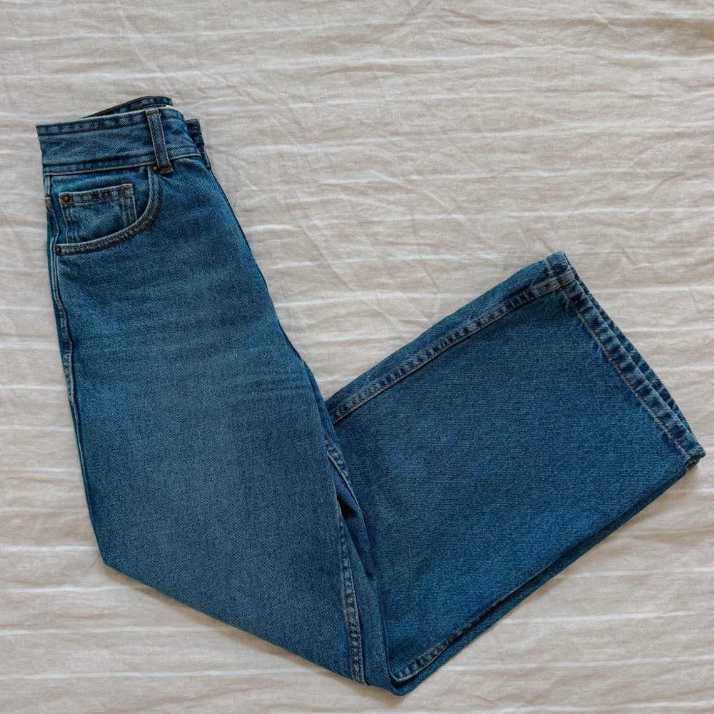 Sezane Blue High-Rise Wide-Leg Jeans - Picture 3 of 6